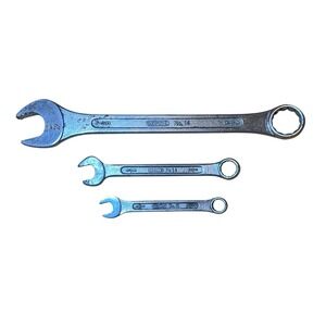 Gedore Set of 3 Combination Wrenches India‎ 3/8, 1/2, 7/8 Hand Tools Silver